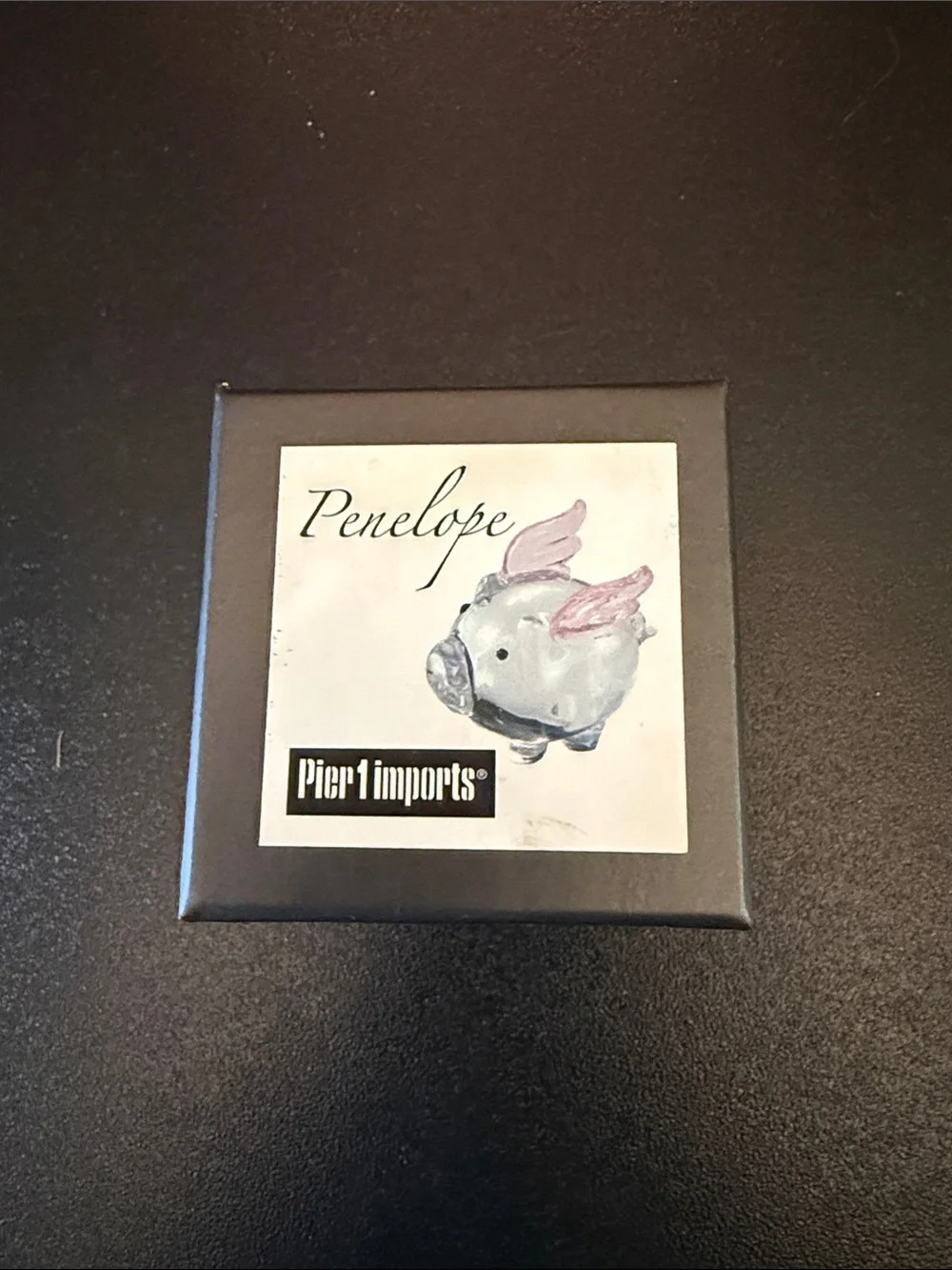 Pier 1 Penelope Glass Pig Figurine - Pink & White